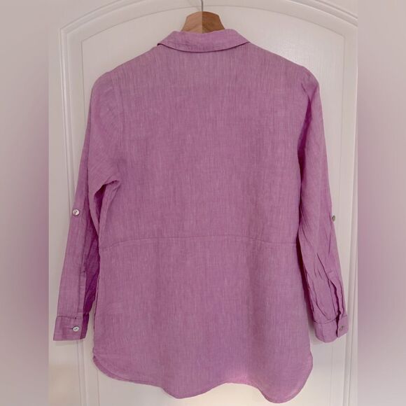 J. Jill Love Linen Popover Tunic in Lilac Size XS Petite - Picture 3 of 9